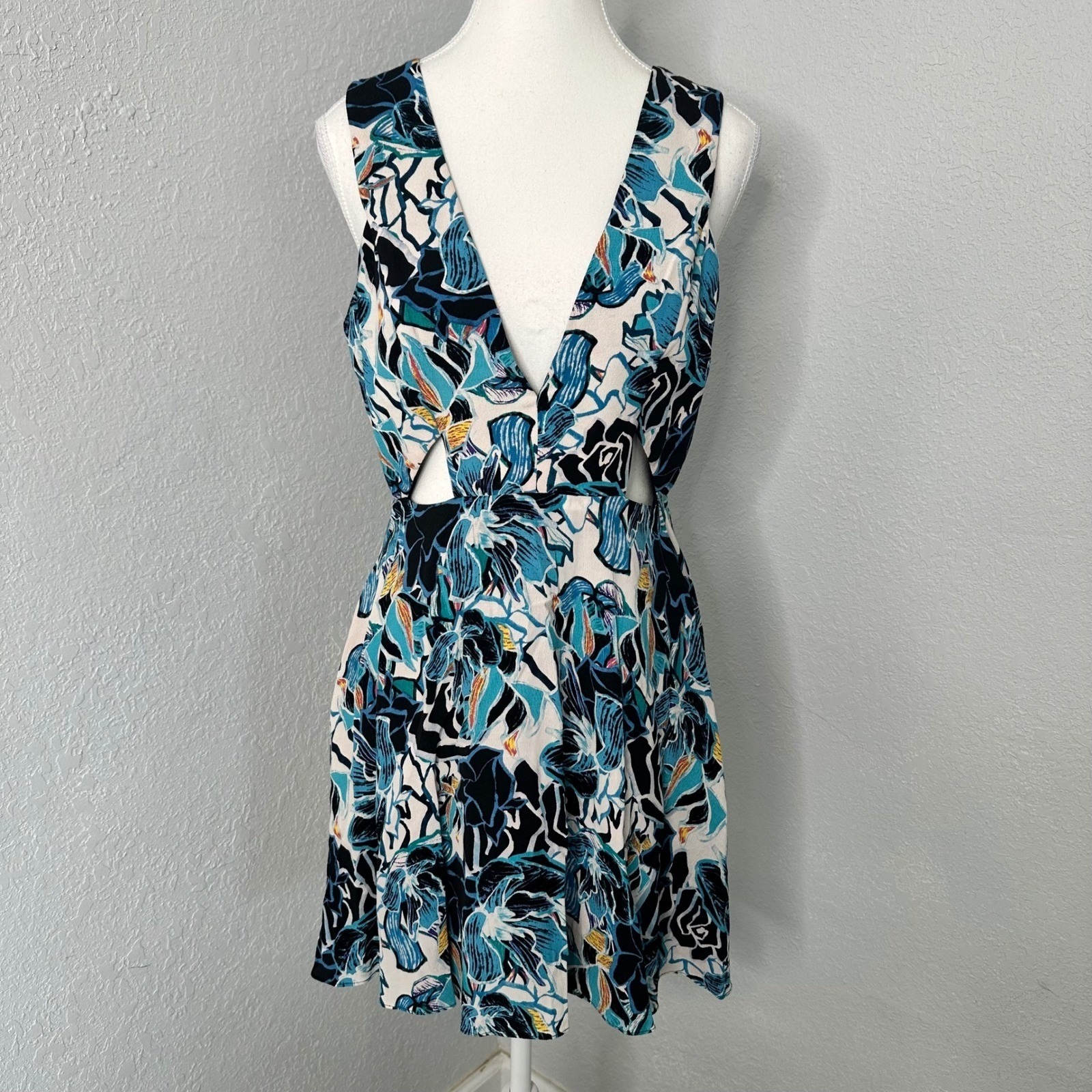 X Naven Twins Ask Me Out Mini Dress In Painted Floral Print Cutouts Womens M